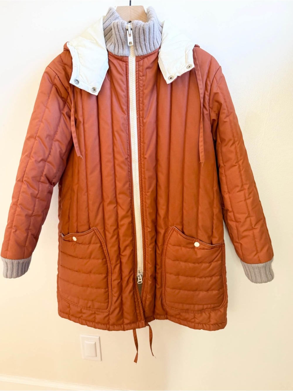 Vintage 1960s 1970s Long Quilted Puffer Coat Jacket